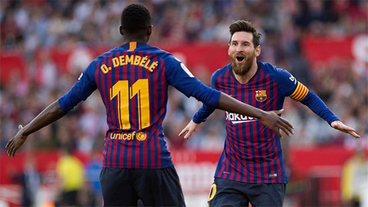 Messi guía al Barça en Sevilla con un partido de época