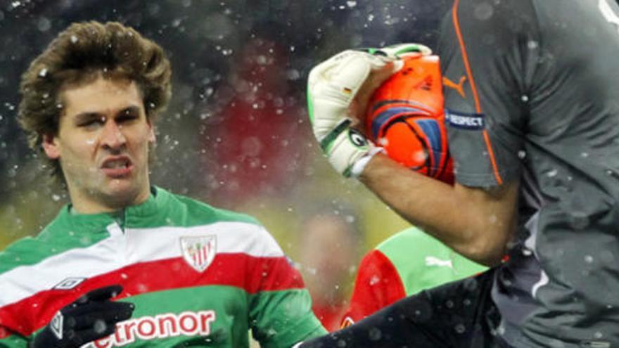 Fernando Llorente durante el partido en Moscú.