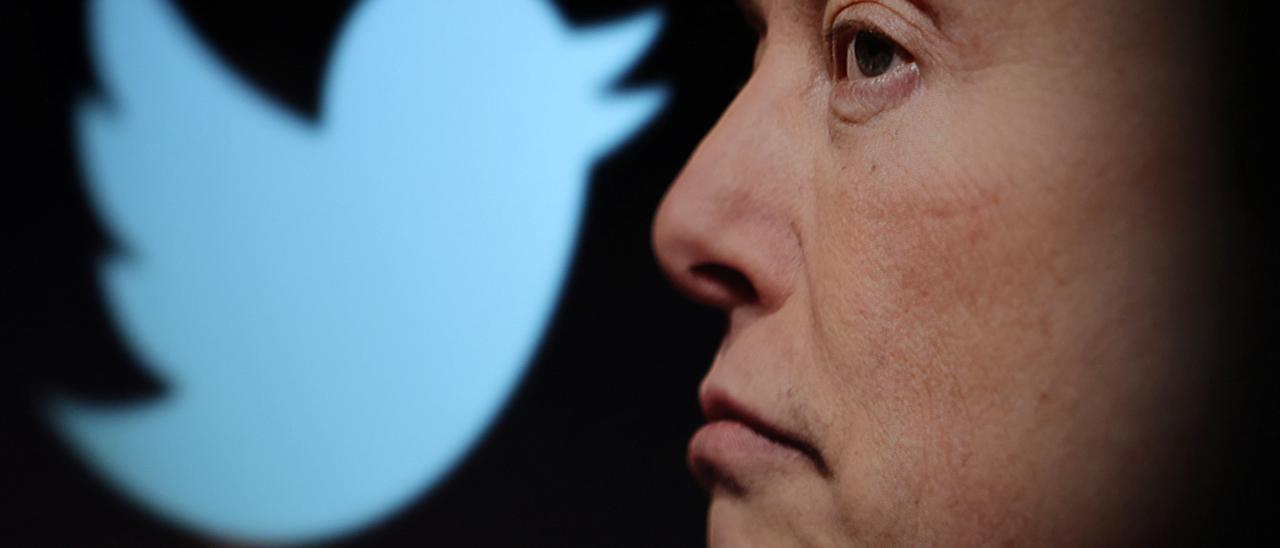 Illustration shows Elon Musk photo and Twitter logo