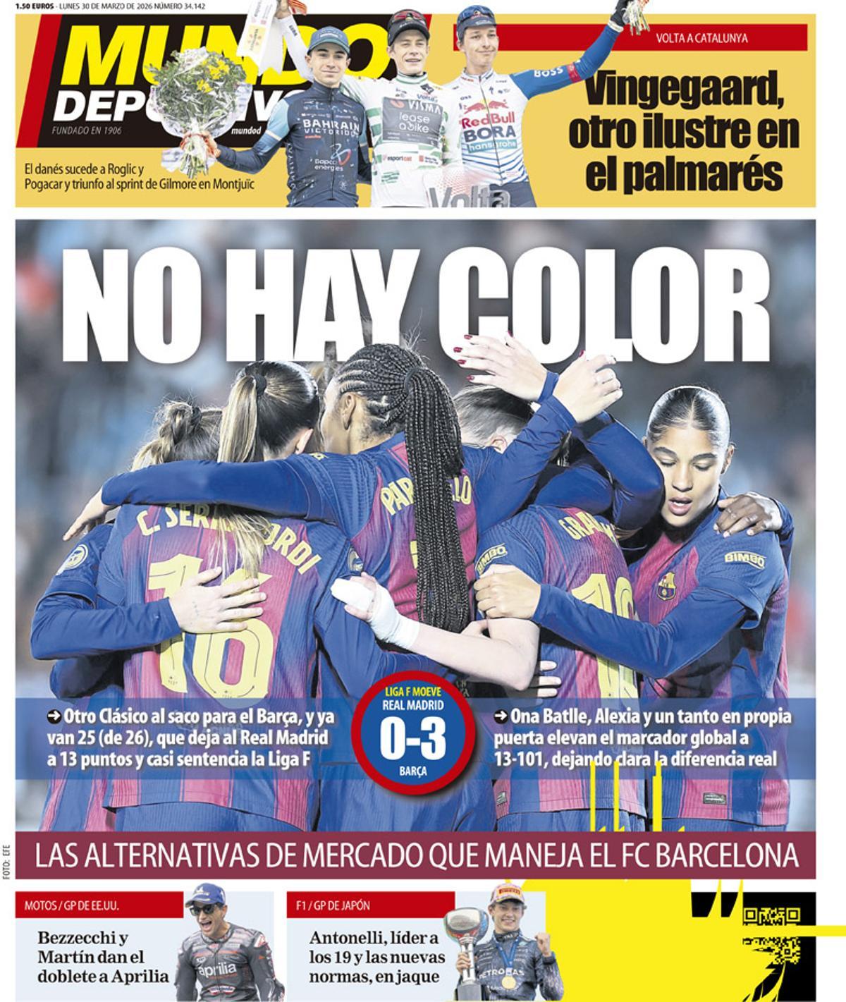 Antonelli y la goleada del Barça al Madrid, en las portadas Antonelli y la goleada del Barça al Madrid, en las portadas