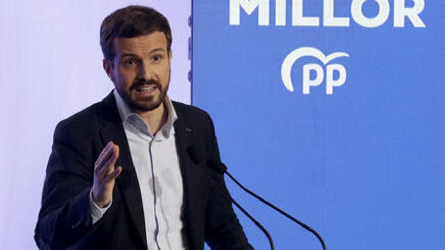 El president del PP, Pablo Casado, a l&#039;acte central de campanya del PPC, el 7 de febrer de 2021