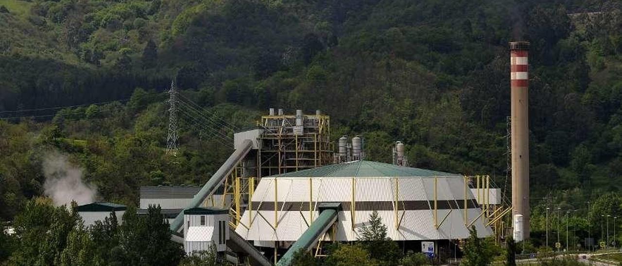 La central térmica de La Pereda, propiedad de Hunosa, en el concejo de Mieres.