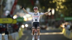 Cycling - Tour de France - Stage 14 - Clermont-Ferrand to Lyon - France - September 12, 2020. Team Sunweb rider Soren Kragh Andersen of Denmark  crosses the finish line REUTERS/Stephane Mahe
