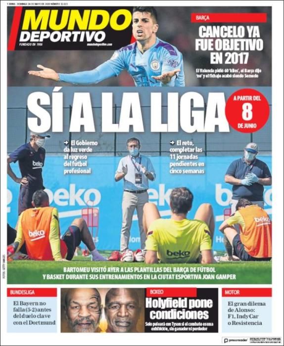 Portada MUNDO DEPORTIVO domingo 24 mayo 2020