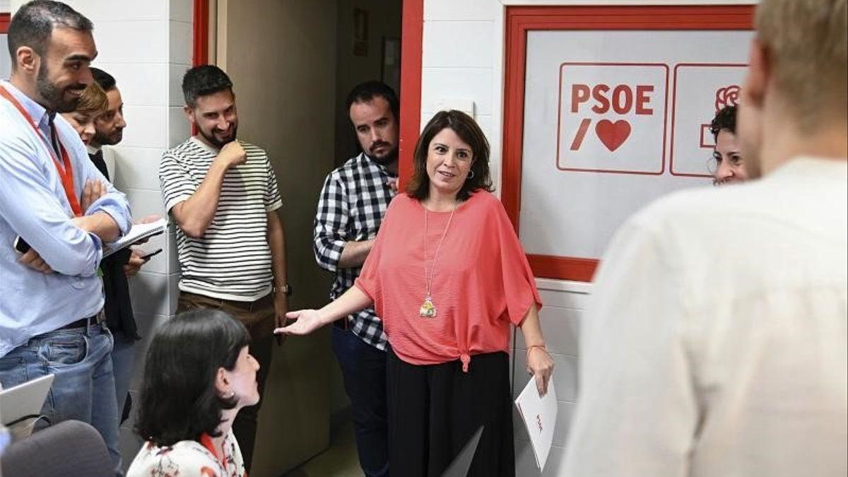 Adriana Lastra, la noche de las elecciones andaluzas del pasado 19 de junio, en la sede del partido en Madrid.