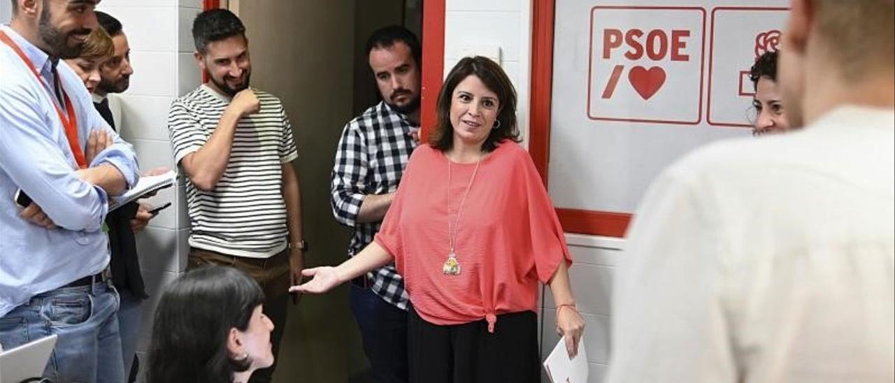 Adriana Lastra, la noche de las elecciones andaluzas del pasado 19 de junio, en la sede del partido en Madrid.