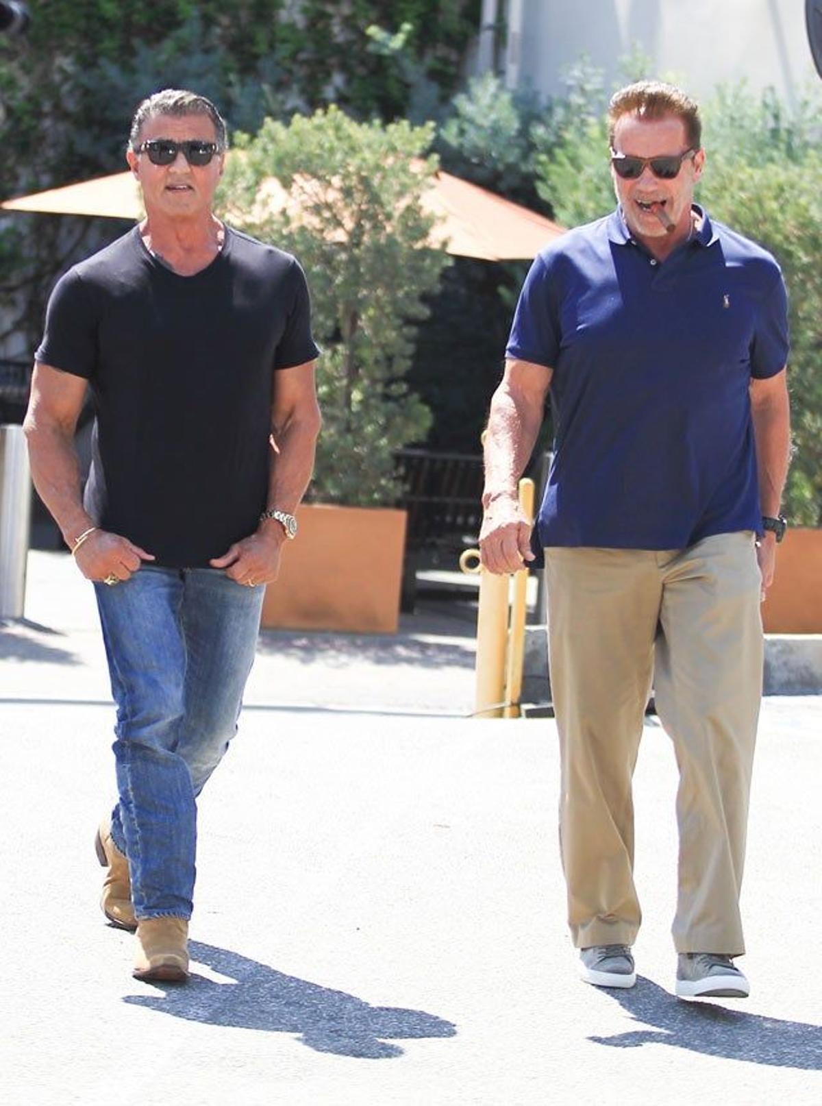 Reencuentro de viejas glorias: Schwarzenegger y Stallone salen a comer juntos