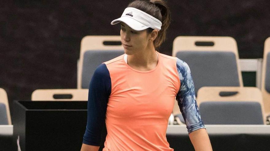 Garbiñe Muguruza, ayer, en el entrenamiento.