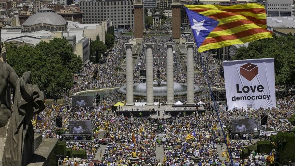 Manifestación en defensa del referéndum de autodeterminación, el pasado 10 de junio.