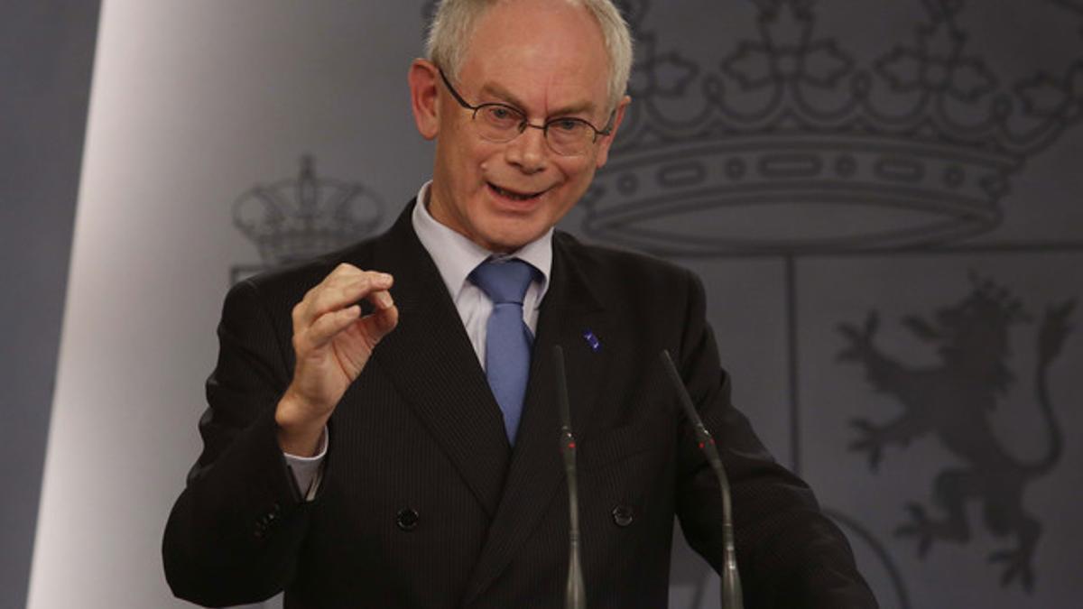 Herman van Rompuy, durante una rueda de prensa en la Moncloa, el pasado diciembre.