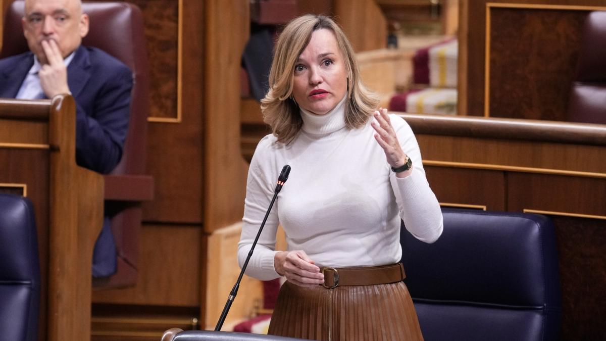 La ministra de Educación, Pilar Alegría, este miércoles durante su intervención en el Congreso de los Diputados.