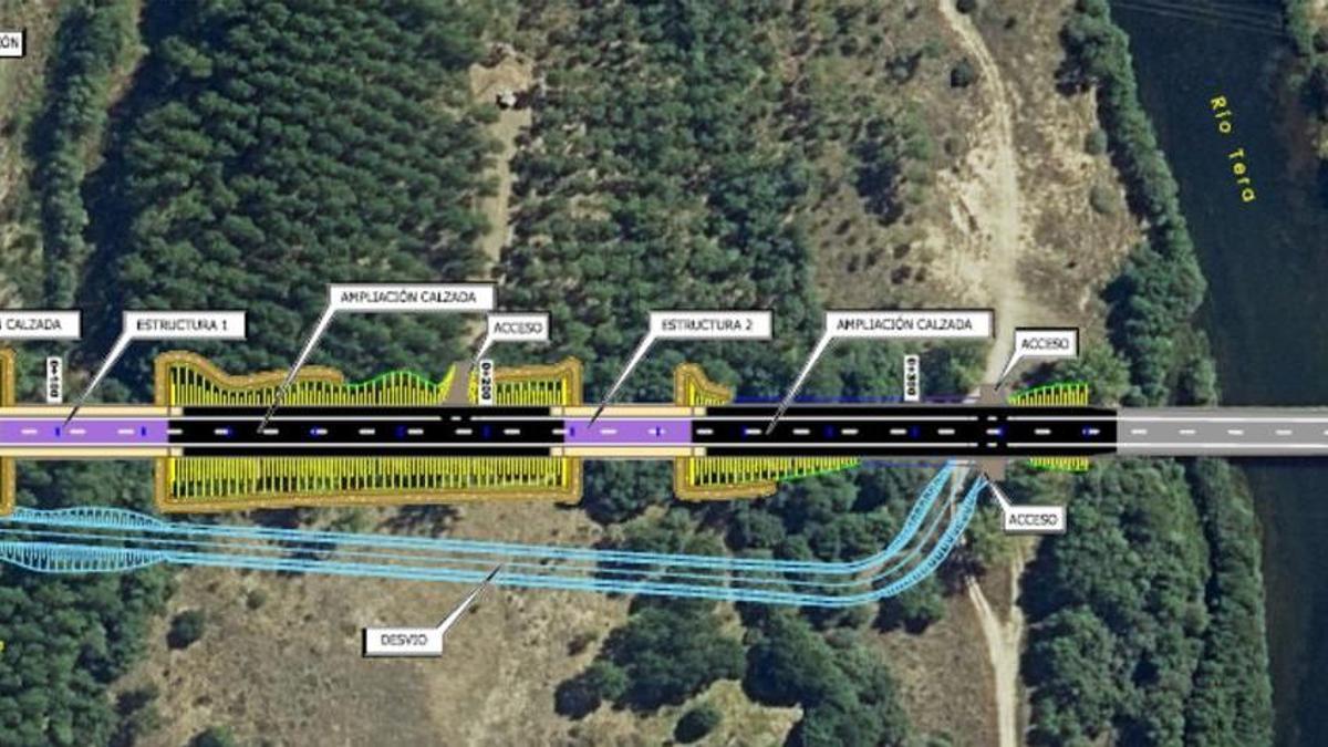 Plano de la actuación en los puentes entre Santa Marta y Santa Croya de Tera.