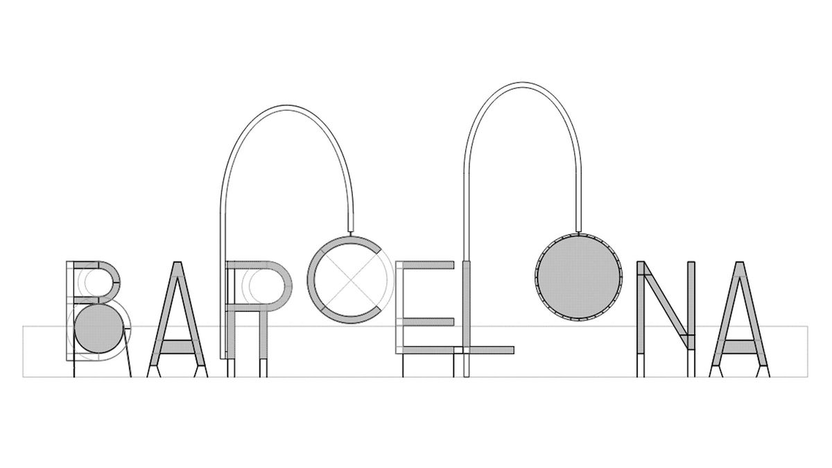 Vista frontal del proyecto de las letras de Barcelona que pondrán en el Tibidabo