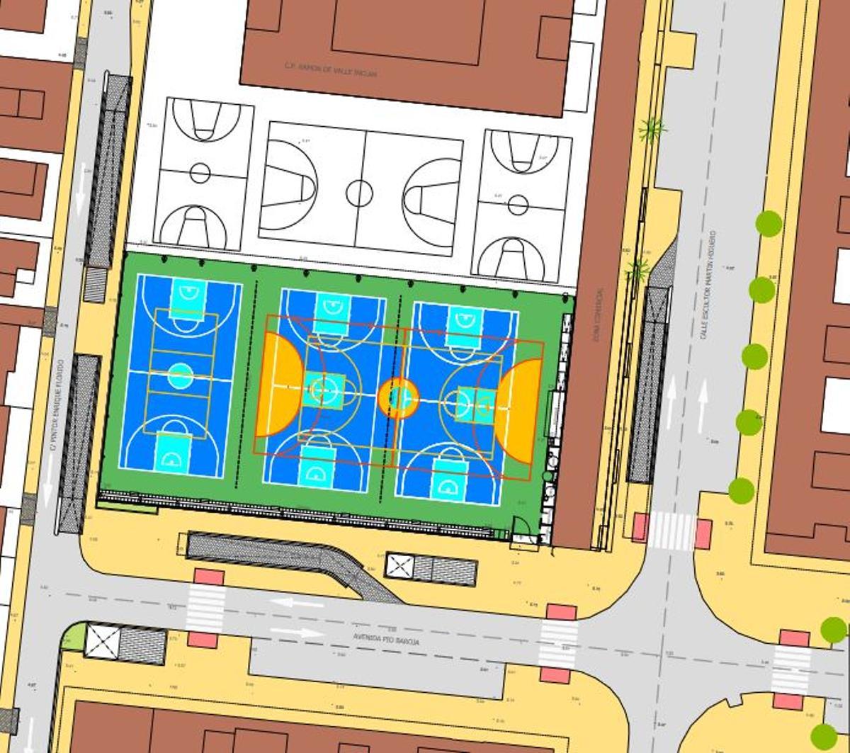 Plano del patio del colegio Valle Inclán en El Palo.