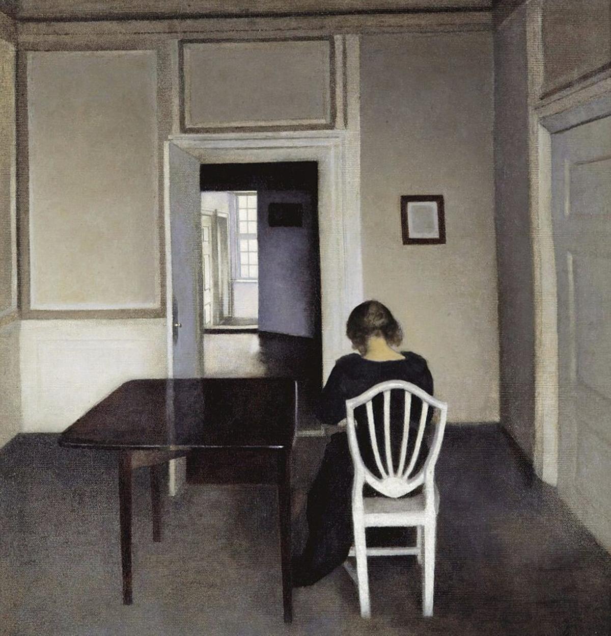 'Interior con Ida en una silla blanca', VILHELM  HAMMERSHØI