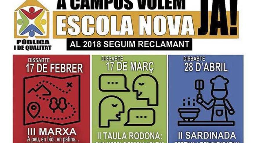 Cartel que anuncia los próximos actos reivindicativos en Campos.