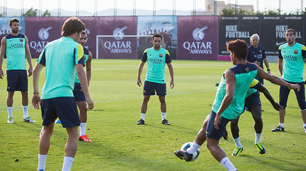 Primer entrenament dels jugadors blaugrana a la ciutat esportiva després de tornar de la gira asiàtica.