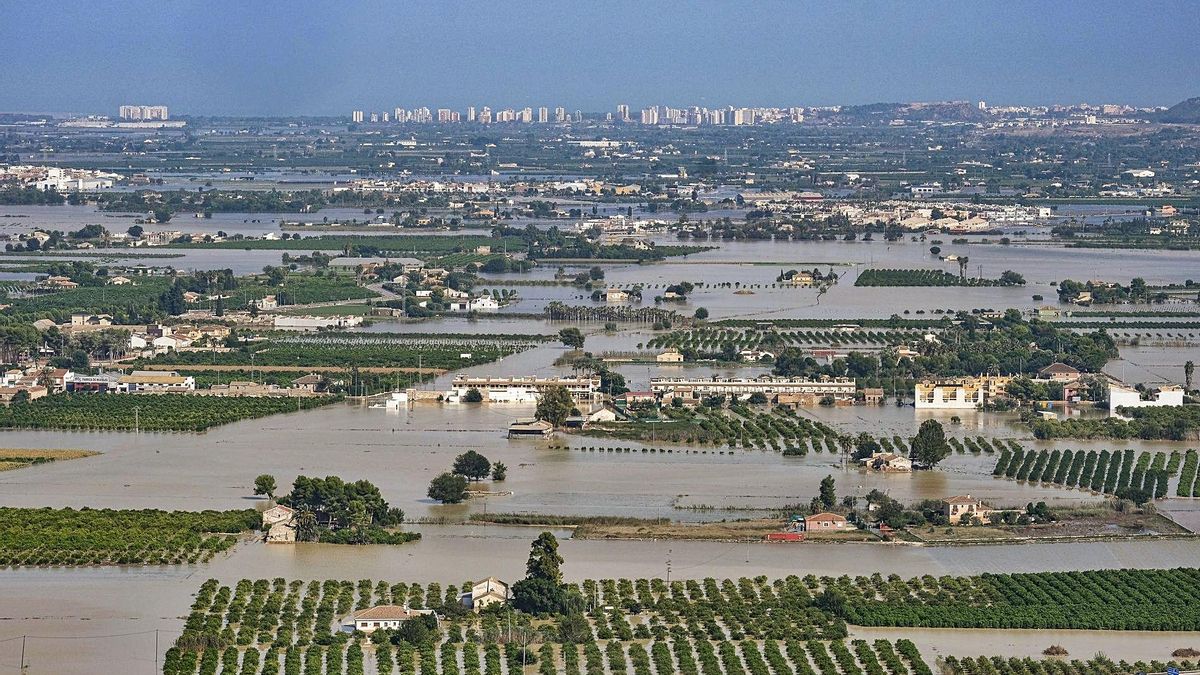 Terrenos agrícolas de Guardamar del Segura inundados durante el devastador temporal registrado en septiembre de 2019. | ÁXEL ÁLVAREZ