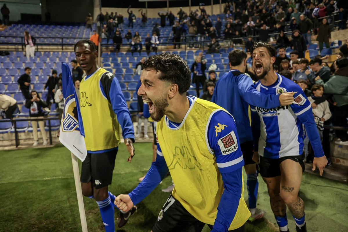Celebració de l’Hèrcules del gol que li va valdre per a imposar-se a l’Eldenc a Alacant