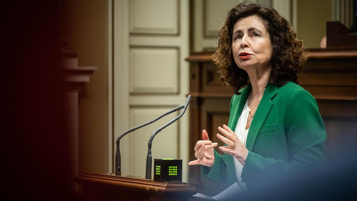 Matilde Asián, consejera de hacienda, interviene en el Parlamento.