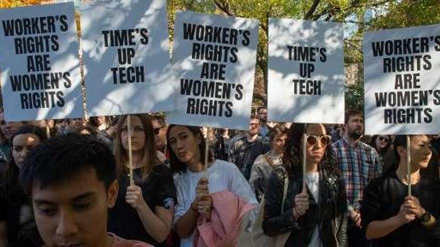 Concentración de trabajadores de Google en Nueva York.