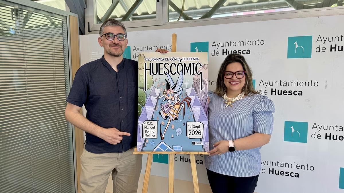 Óscar Senar y Sonia Latre en la presentación de la XIV edición de Huescómic.