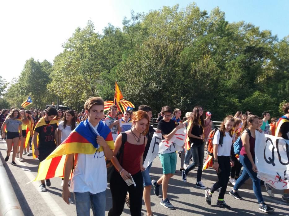 Manifestació d'estudiants a Girona.