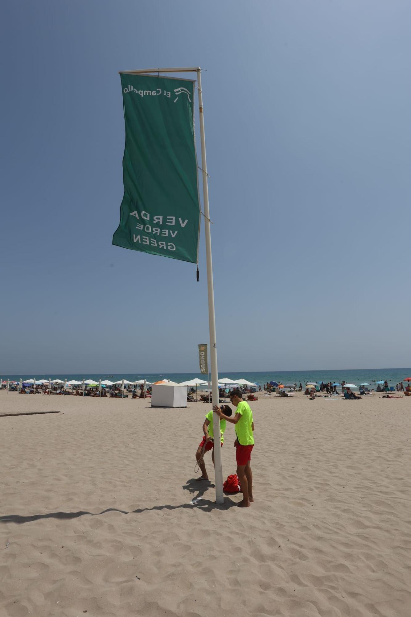 Banderas verdes con socorristas en El Campello
