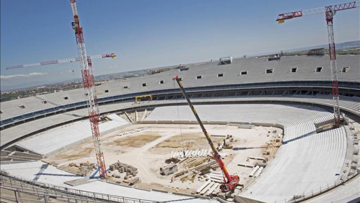 Vista de las obras del futuro campo del Atlético de Madrid