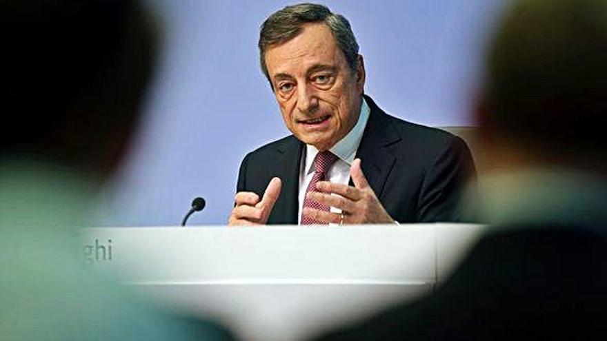 Mario Draghi, ayer, durante su comparecencia tras el consejo del BCE.