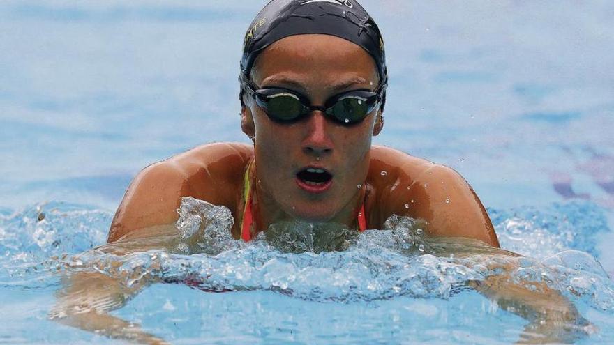 Mireia Belmonte entrena en la piscina de Río de Janeiro.