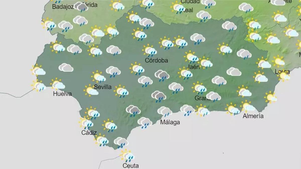 El tiempo en Andalucía de 06.00 a 12.00 horas este sábado.