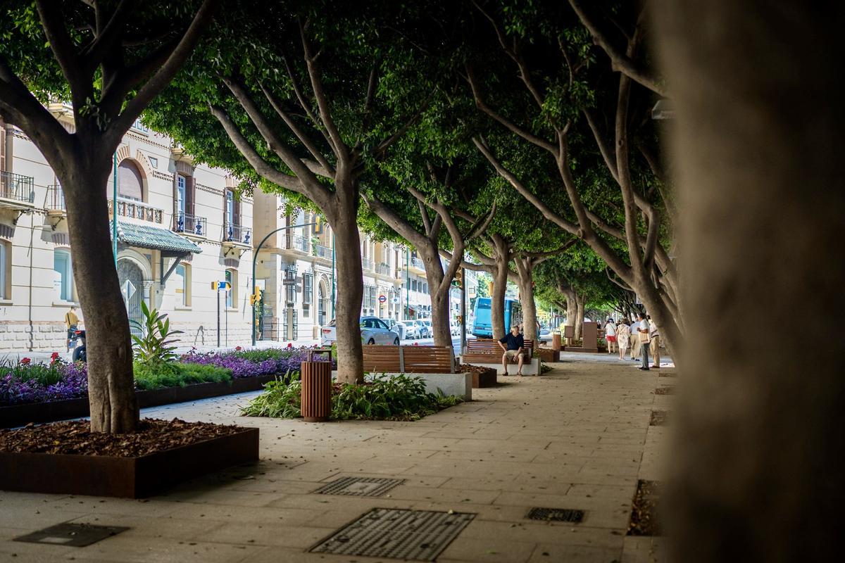 Paseo de Reding, tras renovarse el acerado