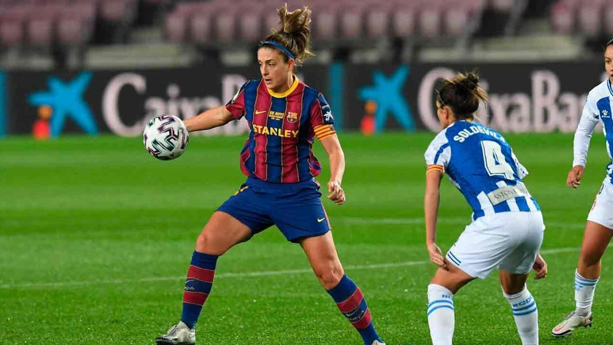 Alexia, en una acción del partido ante el Espanyol en el Camp Nou