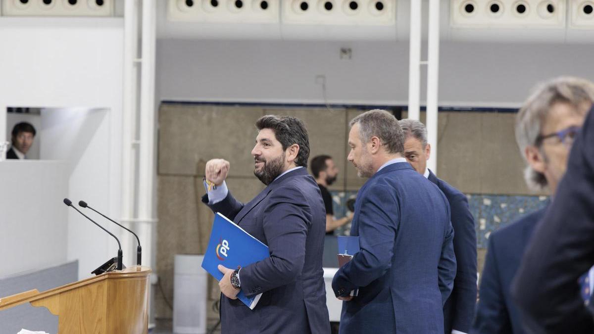 De izquierda a derecha, López Miras, Segado, Ortuño y Marín, en la Asamblea.