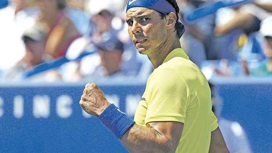 Nadal celebra un punto durante el partido ante Albert Ramos en el Masters 1.000 de Cincinnati.