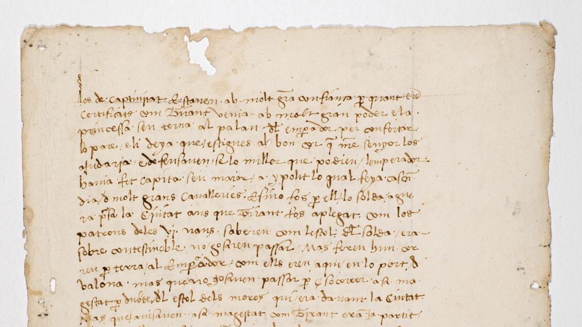 Gragmento manuscrito conocido que se conserva del Tirant lo Blanch