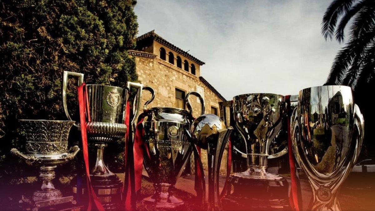 Los trofeos del sextete cosechado por el Barça en el año 2009