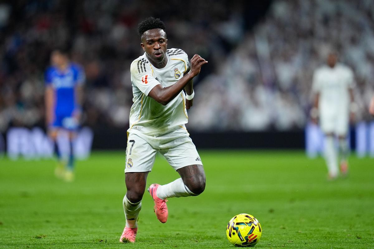 Vinicius Junior del Real Madrid durante el partido liguero contra el Getafe