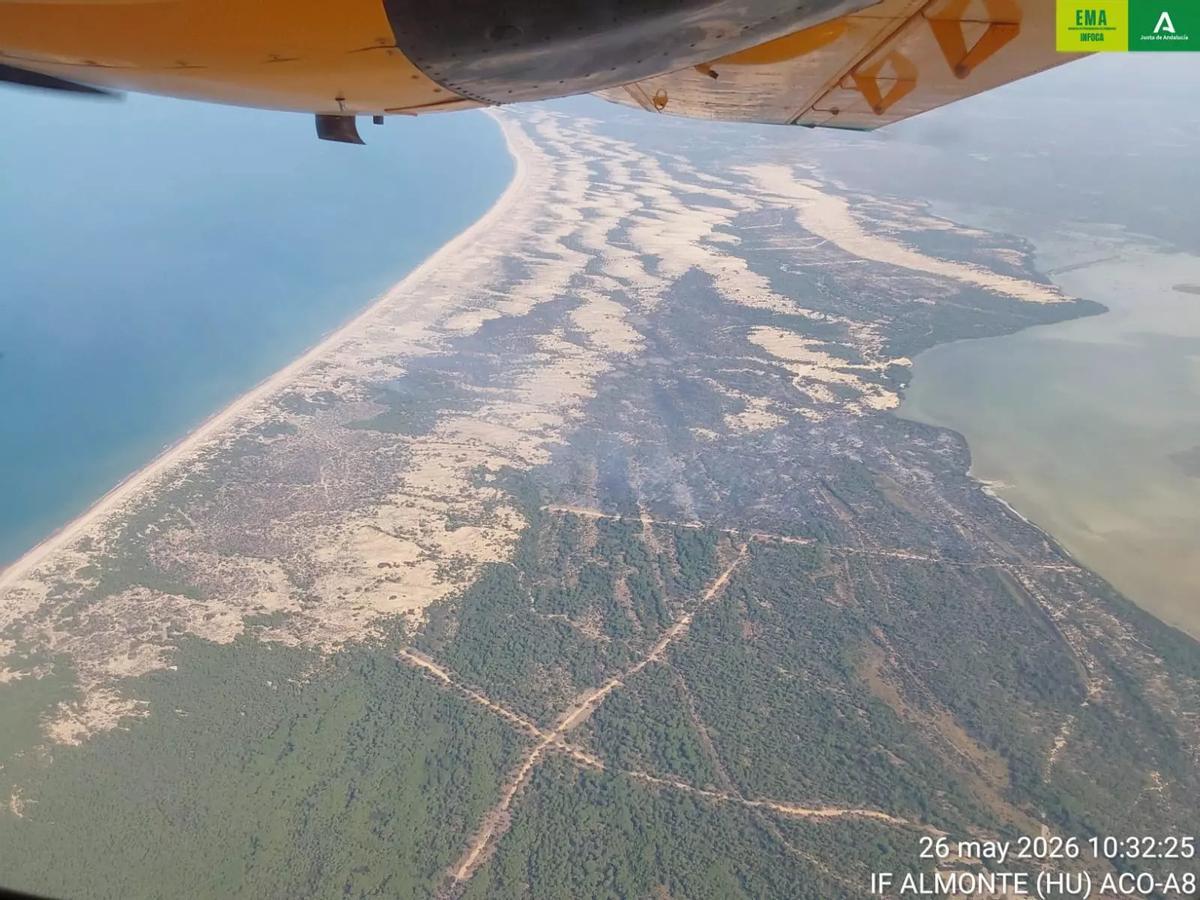 Imagen captada por el 112 del incendio de Doñana.