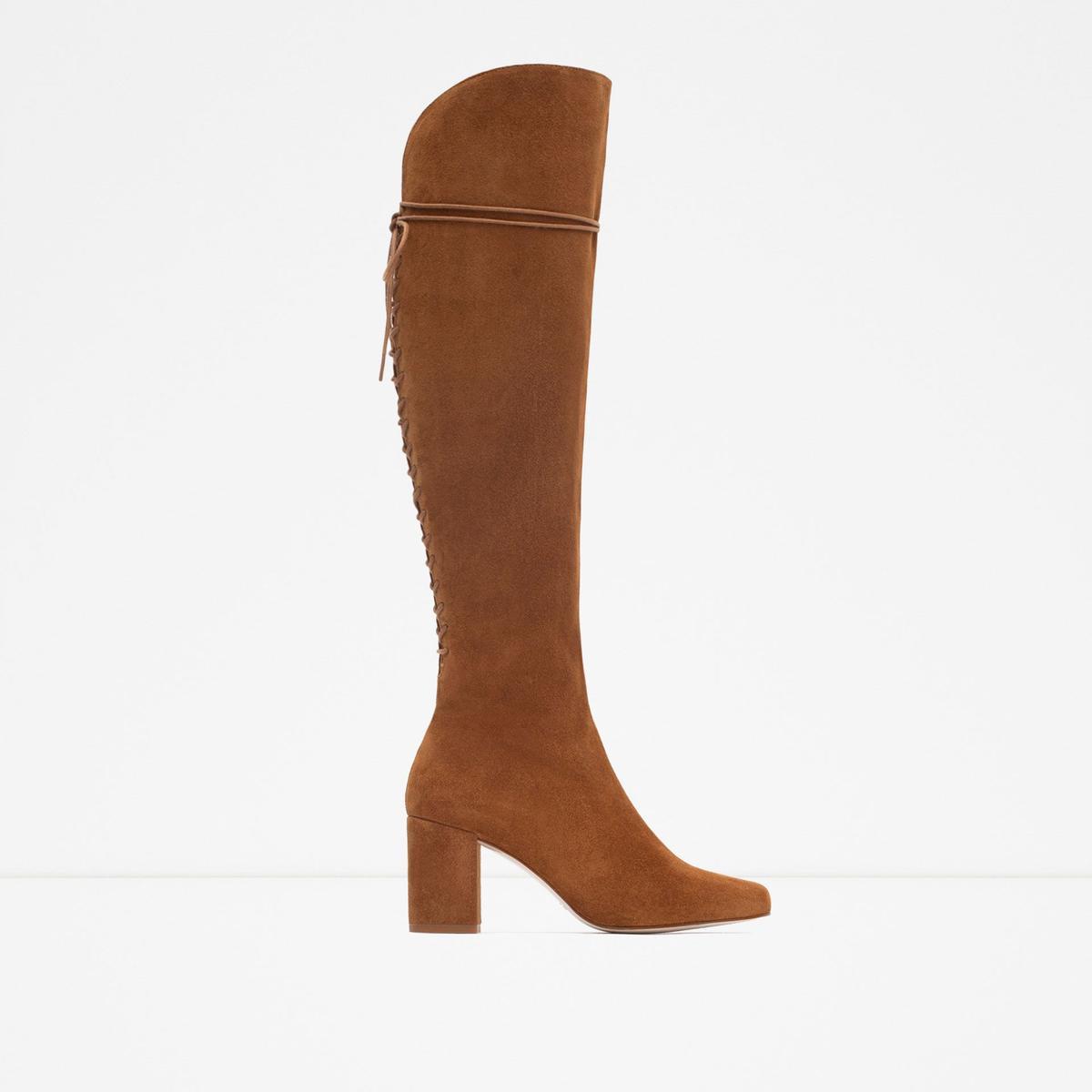 Botas piel con cordones, Zara