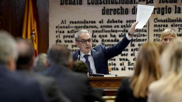 José Luis Rodríguez Zapatero, durant la seva compareixença al Senat, en la comissió sobre el rescat de Plus Ultra.