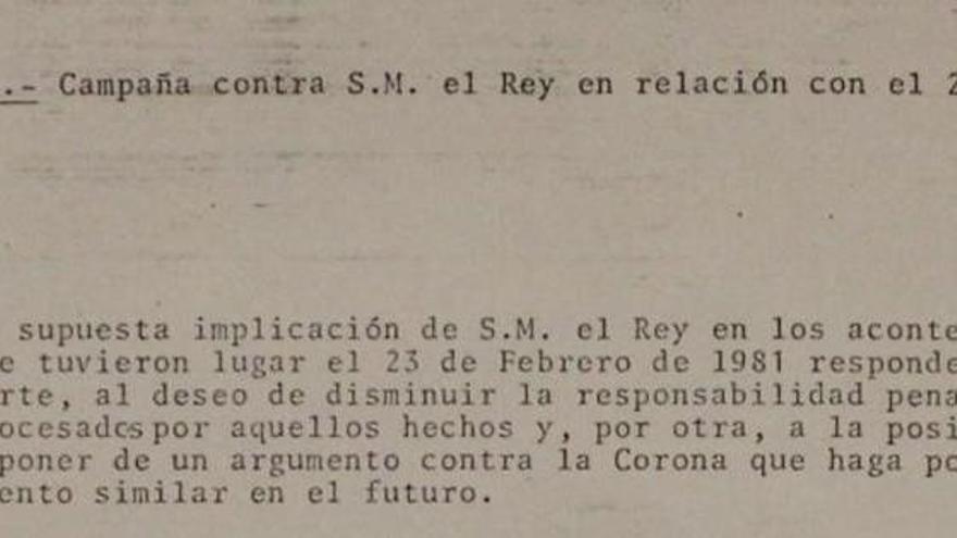 Un informe desclasificado desvela que circularon "bulos" para implicar al Rey en el 23-F y "disminuir la responsabilidad penal de los procesados"