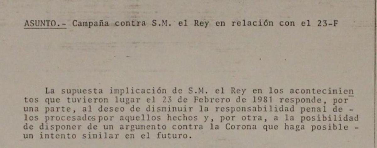 Extracto del informe de Interior sobre los bulos contra Juan Carlos I