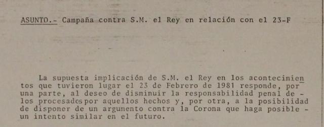 Extracto del informe de Interior sobre los bulos contra Juan Carlos I