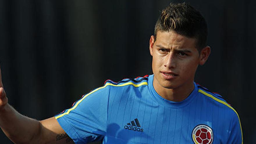 James Rodríguez, en un entrenamiento con Colombia.