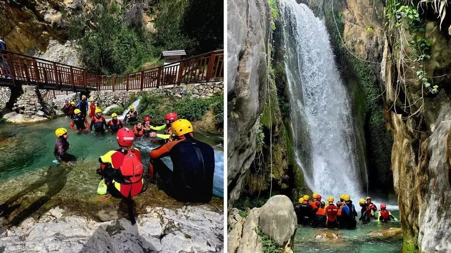Curso de rescate en aguas bravas en el río Algar