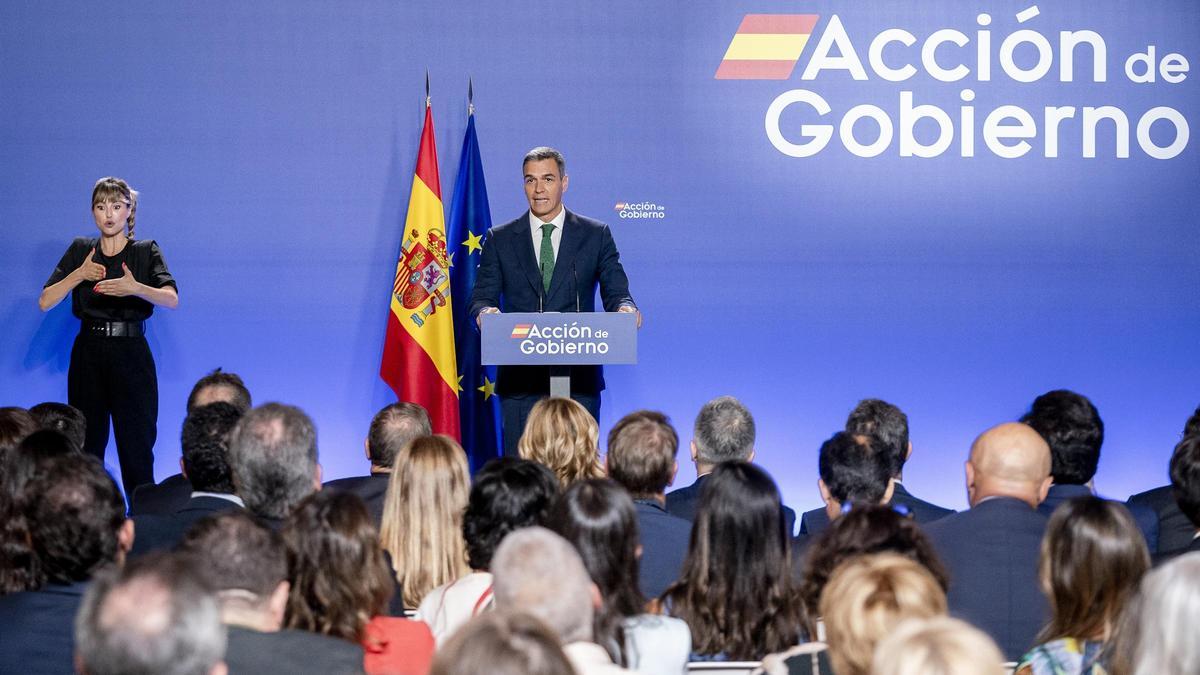 Pedro Sánchez en el inicio del curso político, este mirécoles, en el Instituto Cervantes en Madrid.