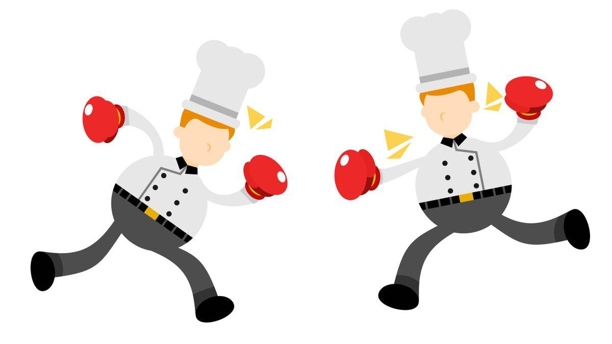 Cocineros con guante de boxeo: ilustración
