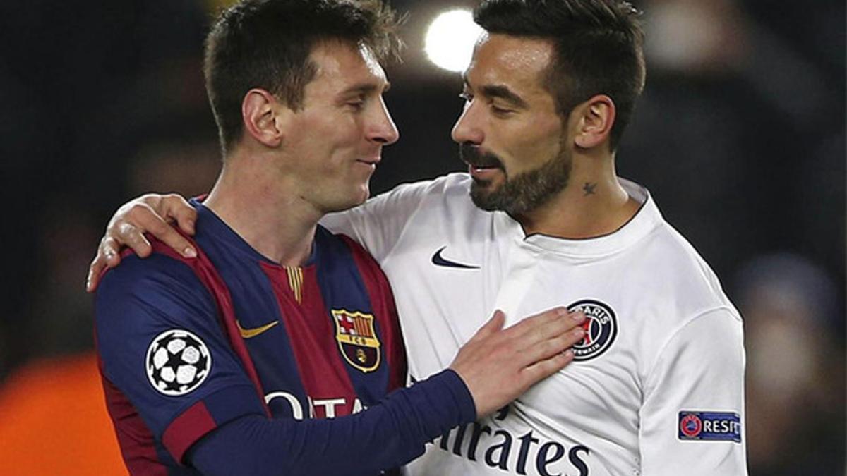 Messi y Lavezzi coincidieron en el último Barça-PSG